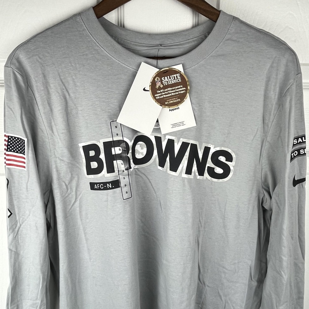 Cleveland Browns Nike Shirt Mens Small Gray NFL Football Salute To‎ Service NEW